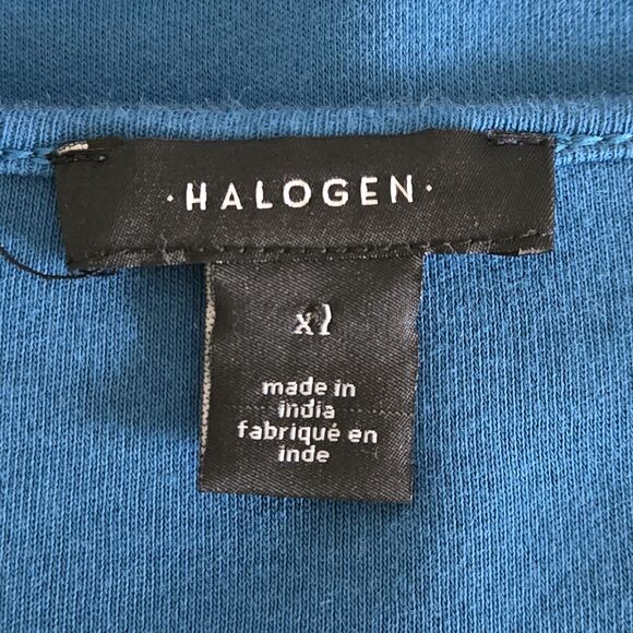 Halogen Women's Blue Flare-Sleeve V-Neck Top • Supima Cotton Jersey Knit Plus 2X - Picture 6 of 8